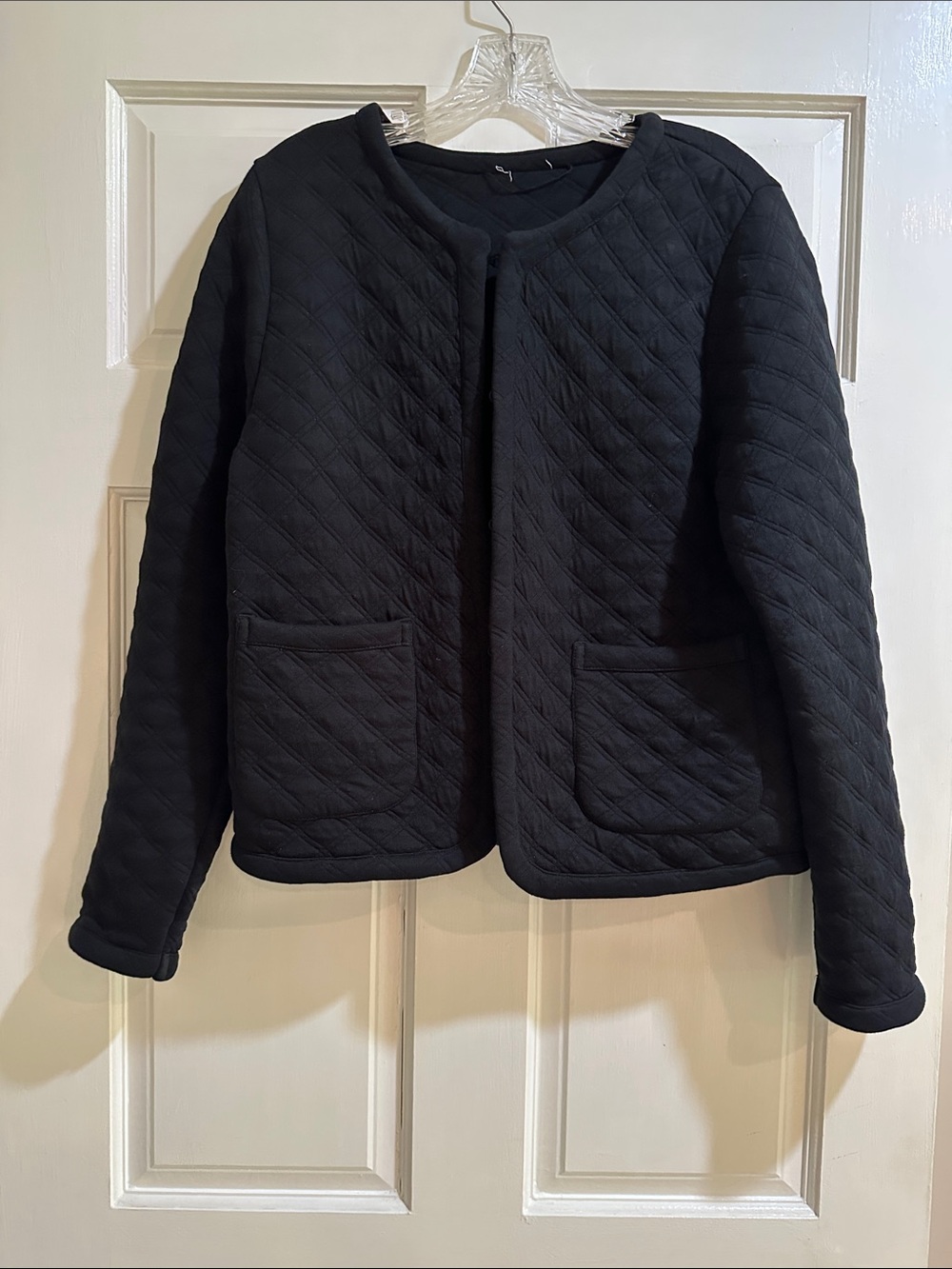J Crew Black Quilted Women's Jacket - Classic Open Front